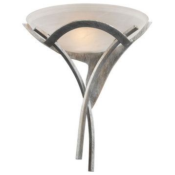 Elk Lighting Aurora 1-Light Sconce, Tarnished Silver/White Faux-Alabaster Glass