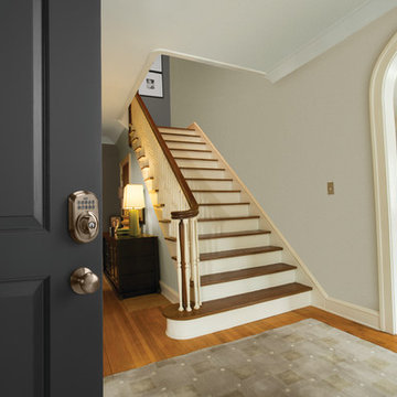Schlage Plymouth Style Keypad Deadbolt and Knob in Satin Nickel