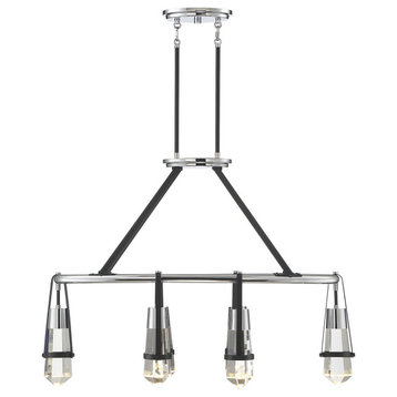 Savoy Denali 6 Light Matte Black With Polished Chrome Accents Led Linear Chandel