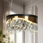 LNC - LNC 1-Light Black and Polished Gold Drum Modern/Contemporary Crystal Chandelier - At LNC, we always believe that Classic is the Timeless Fashion, Liveable is the essential lifestyle, and Natural is the eternal beauty. Every product is an artwork of LNC, we strive to combine timeless design aesthetics with quality, and each piece can be a lasting appeal.