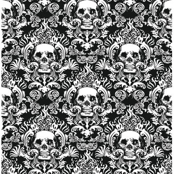 Skulls Black Fieri Novelty Peel & Stick Wallpaper Sample