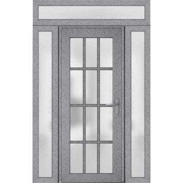 Front Exterior Prehung Door Frosted Glass / Manux 8312 Grey / 68 x 96" Left In