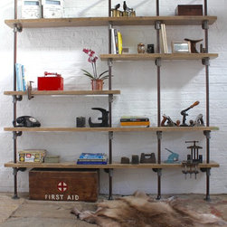 Nathan Reclaimed Scaffolding & Steel Pipe Mounted Industrial Shelves / Bookcase - Display & Wall Shelves