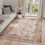 ABANI - Abani Babylon Rug, Beige, 4'x6' - Every study and sitting room deserves a traditional rug that looks as if it has been passed down from generation to generation. If you're searching for that classic style, you've found it with this versatile beige beauty. Featuring a simple orthodox motif with hints of rich red and light blue colored detailing and a thick, time-honored red border, this slightly distressed product is perfection! Imagine it resting beautifully in your personal study, comfortable living room or formal dining room. The possibilities are endless with traditional styles that look this good.