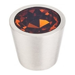 Top Knobs Additions Collection Wine Crystal Center Knob 3/4" w/ Brushed Satin Ni - Cabinet And Drawer Knobs