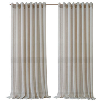 Carmen Sheer Indoor/Outdoor Curtains, Natural, 114"x95"