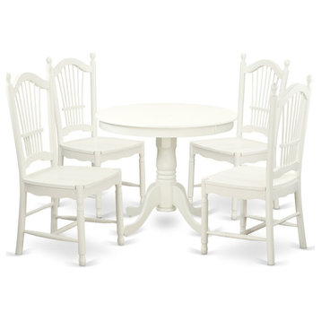 5  Pc  set  with  a  Round  Small  Table  and  4  Wood  Dinette  Chairss.