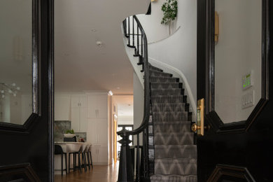 Double front door - contemporary double front door idea in Boston with a black front door