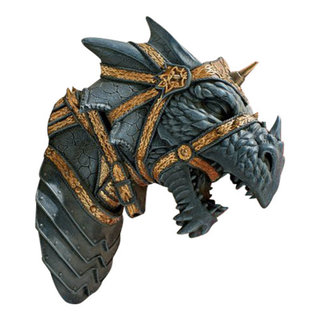 Metallic Bronze Finish Dragon Head Wall Mask Medieval Decor