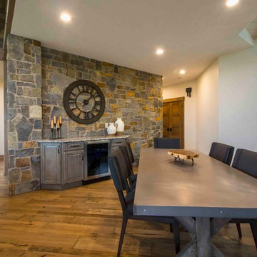 Grey Stained Maple Built In Cabinets in Dining Room