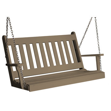 Poly Traditional English Porch Swing, Weathered Wood, 4 Foot
