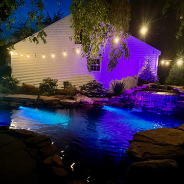 Pond and Patio with Lighting