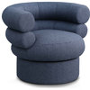 Valentina Linen Textured Fabric Upholstered Accent Swivel Chair, Navy
