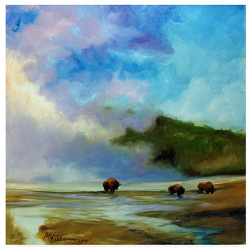 Marcia Baldwin 'Yellowstone Buffalo Landscape' Canvas Art, 35"x35"