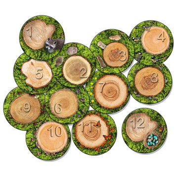 Flagship Carpets VA1003-S12FS 16" Set Of 12 Counting Seating Stumps Learning Rug