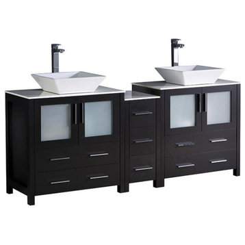 Torino 72" Modern Bathroom Cabinet With Top and Vessel Sink, Base, Espresso