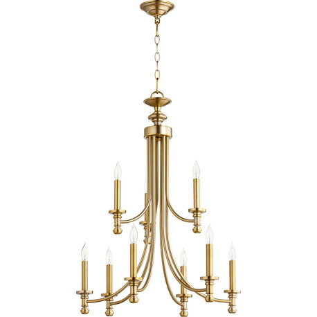 Rossington 6+3 Chandelier, Aged Brass