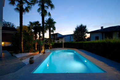 Foto di una piscina naturale minimalista davanti casa con paesaggistica bordo piscina