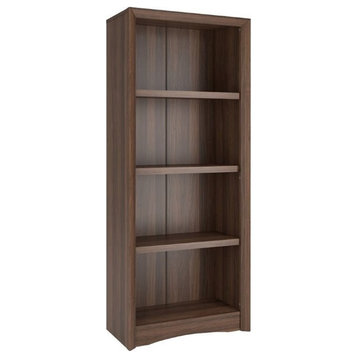 Quadra Brown Engineered Wood Grain 59" Tall Adjustable 4 Shelf Bookcase