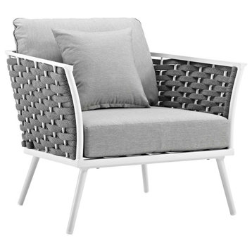 Stance Outdoor Patio Aluminum Armchair, White Gray