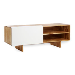 LAXseries Entertainment Shelf with white aluminum cover panel - Entertainment Centers And Tv Stands