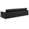 Loft Tufted Upholstered Faux Leather Sofa Silver Black
