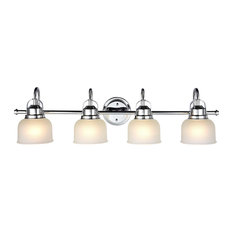 Ironclad 4-Light Chrome Vanity Fixture White Frosted Prismatic Glass