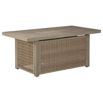 Signature Design by Ashley Beachcroft Rectangular Fire Pit Table in Beige