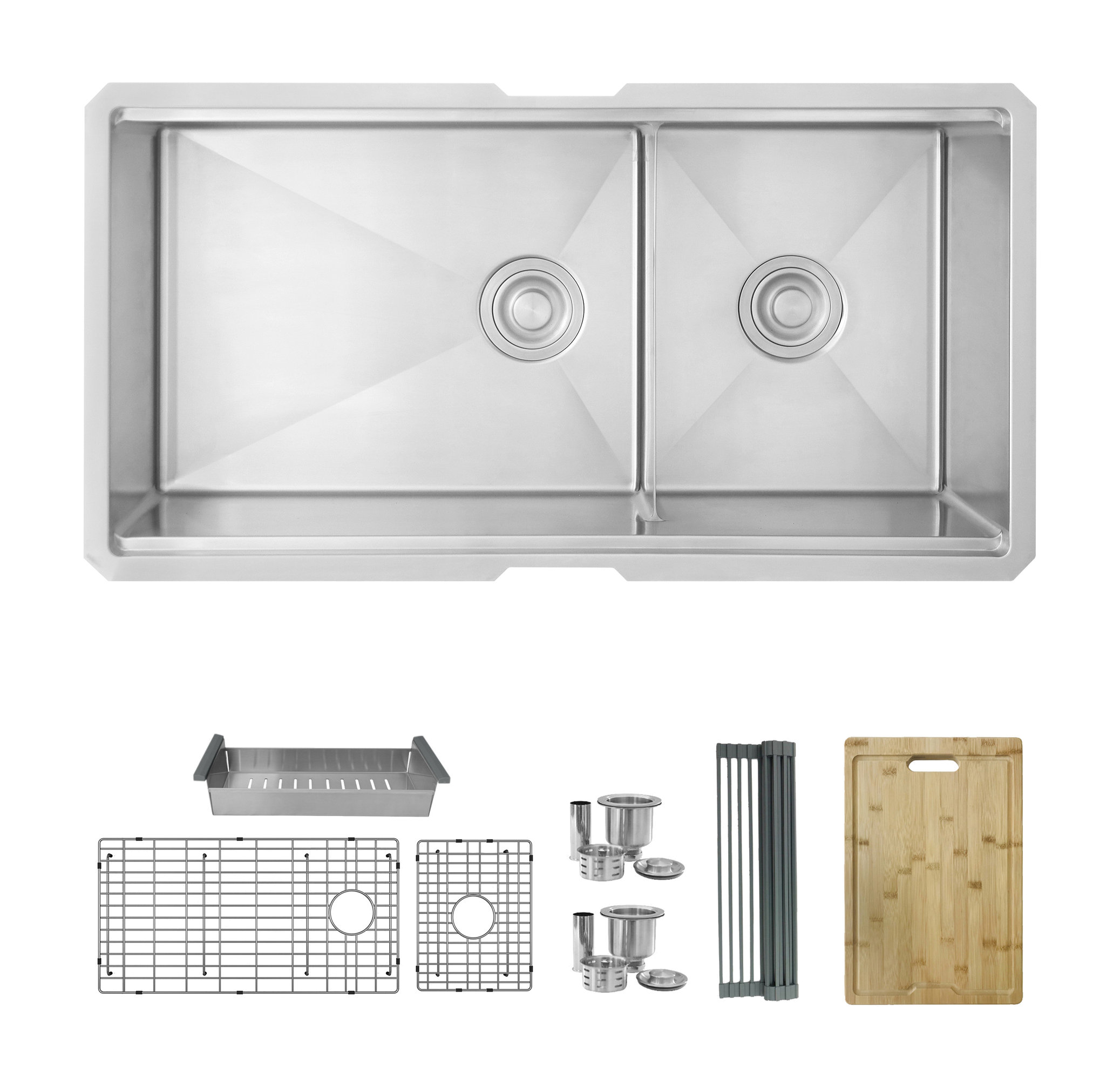 STYLISH 36 Undermount 36" Double-bowl Workstation Kitchen Sink S-636W
