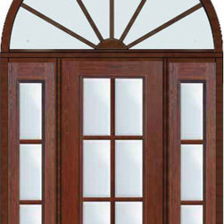 Prehung Patio Sidelights-Transom Door 80 Fiberglass 6 Lite Full Lite - Patio Doors
