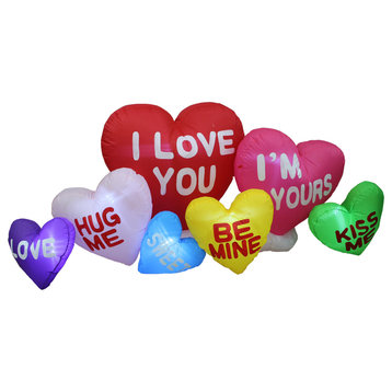 Long Valentine's Inflatable Hearts With Valentine Messages, 6'