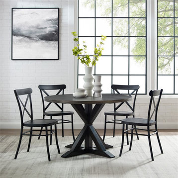 Crosley Furniture Hayden 5-piece Round Metal Dining Set in Matte Black