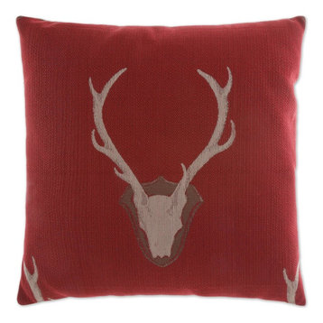 Uncle Buck Red Feather Down Decorative Throw Pillow, 24x24