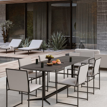 Elaine Outdoor Dining Table and Parson Outdoor Dining Chair