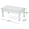 Contemporary Coffee Table, Mirrored Design With Carved Legs, Large Top, Silver