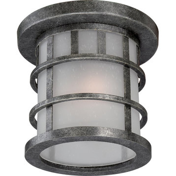 Manor 1 Lt Outdoor Flush Fixture W/ Frosted Seed Glass
