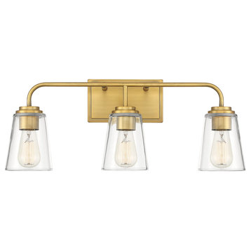 Trade Winds Lighting 3-Light Bathroom Vanity Light In Natural Brass