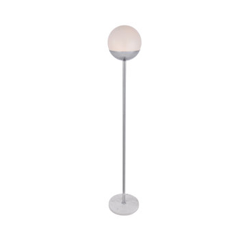 Eclipse 1-Light Floor Lamp, Chrome With Frosted White Glass