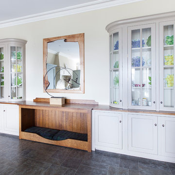 Curved Glazed China Cabinets with Dog Bed