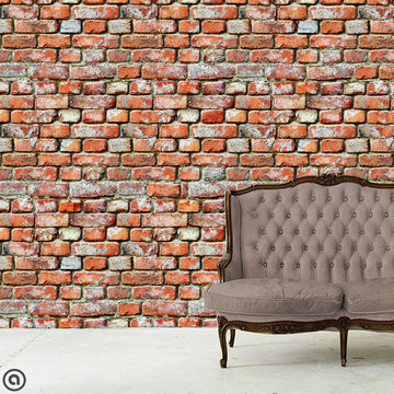 Rugged Brick. Industrial Collection. Haute Couture Peel & Stick Fabric Wallpaper