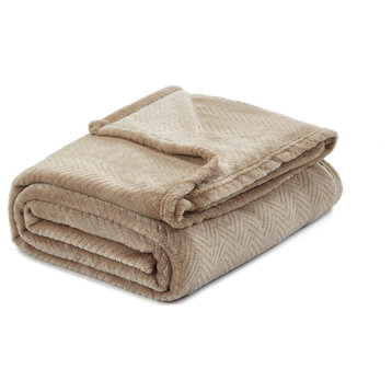 Chibale Chevron Flannel Reversible Jacquard Throw, Taupe