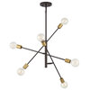 6-Light Chandelier, Matte Black, Oil Rubbed Bronze With Natural Brass