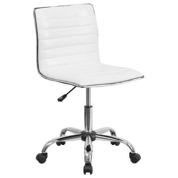 Scranton & Co Contemporary Vinyl Ribbed Office Chair in White/Chrome