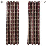 Royal Tradition - Studio Jacquard Grommet Top Curtains, Set of 2, Burgundy, 104"x108", Set of 2 - This 100% Polyester Studio Abstract Jacquard Window Curtain Panel add contemporary styling of any Home Decor. The highlight of this drapery is the stylish Abstract Jacquard Pattern in must have colors & Silver metal grommets sewn at the top of the panel. Designed for a look of elegance, the grommets are spaced in such a way that the drapery forms neat pleated gatherings when left partially open.