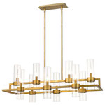Z-Lite - Z-Lite 4008-10RB Datus 10 Light Chandelier in Rubbed Brass - Upscale sophisticated style remains temperate and elegantly simple in the design form of this ten-light island and billiard light from the Datus collection. Show off a kitchen island or entertaining space with this linear-inspired pendant featuring solid iron with a warm rubbed brass finish and delicate clear glass cylinders in two tiers. A light sense of drama adds romance and personality to this decadent light fixture.
