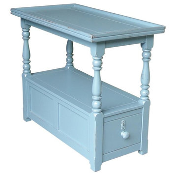 Side Table TRADE WINDS COTTAGE Traditional Antique Aqua Painted Blue