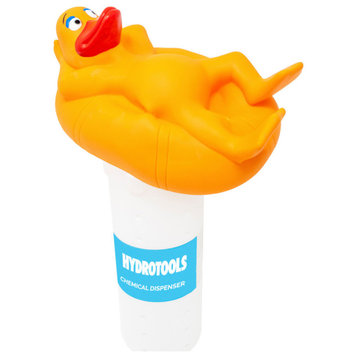 13" Yellow Lounging Duck Swimming Pool Chemical Dispenser