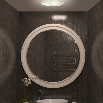 Clouds Clips 12" Round Flush-Mount, Polished Chrome in Bathroom