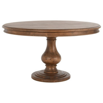 Kosas Home Adrienne 54" Round Solid Pine Wood Dining Table in Almond Brown