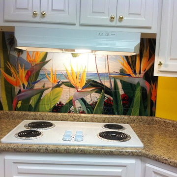 Faux Tropical Beach Kitchen Backsplash Tiles